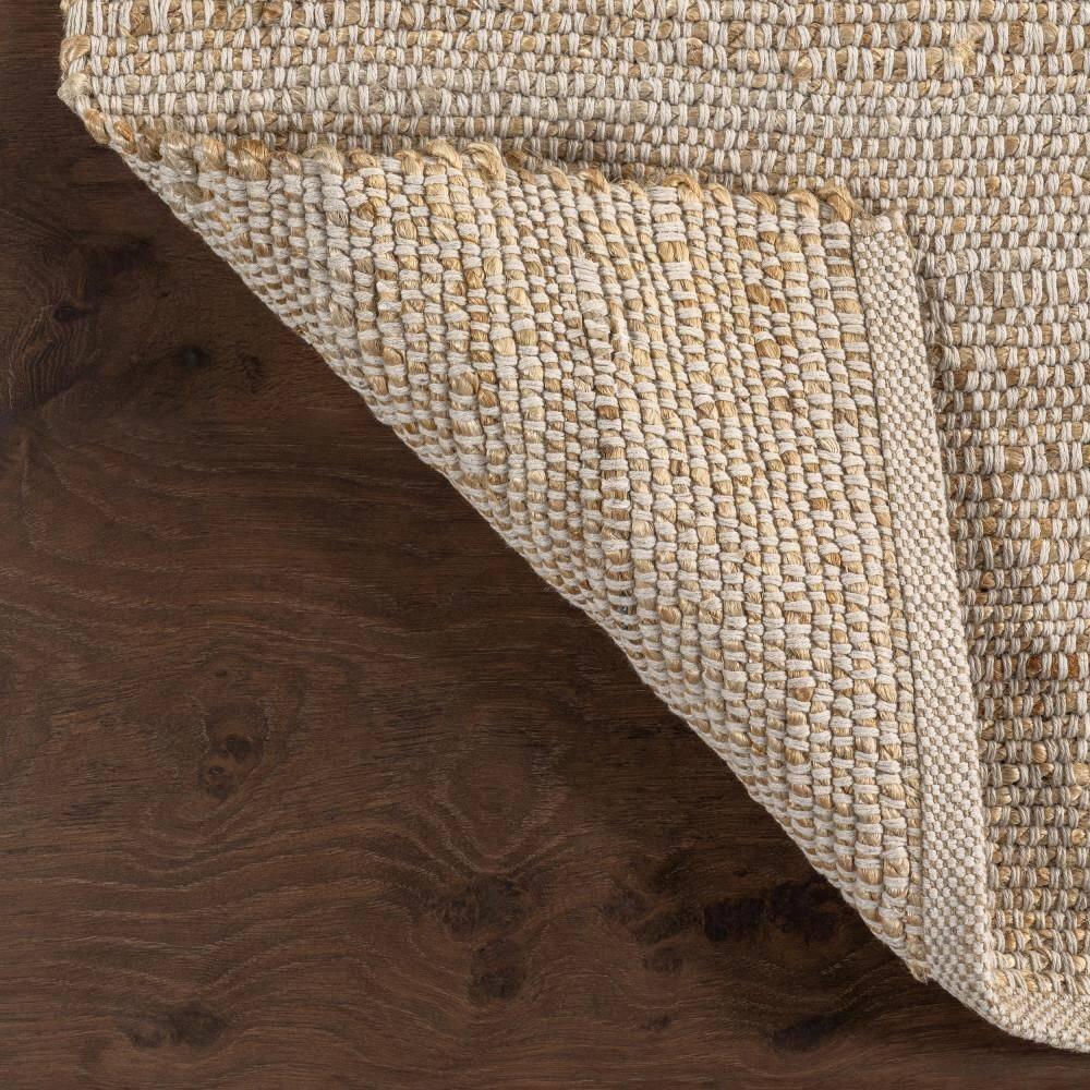 Nuloom 4x6 Elfriede Jute & Cotton Hand Woven Indoor Area Rug, Natural, Solid Rustic Farmhouse Style Natural Fiber Bedroom, Living Room,