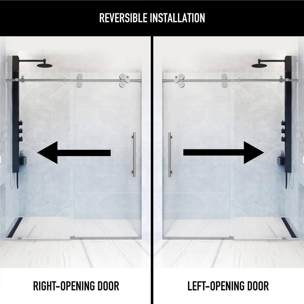 Elan 48-52" W x 74" H Sliding Frameless Shower Door with 3/8" Clear Glass