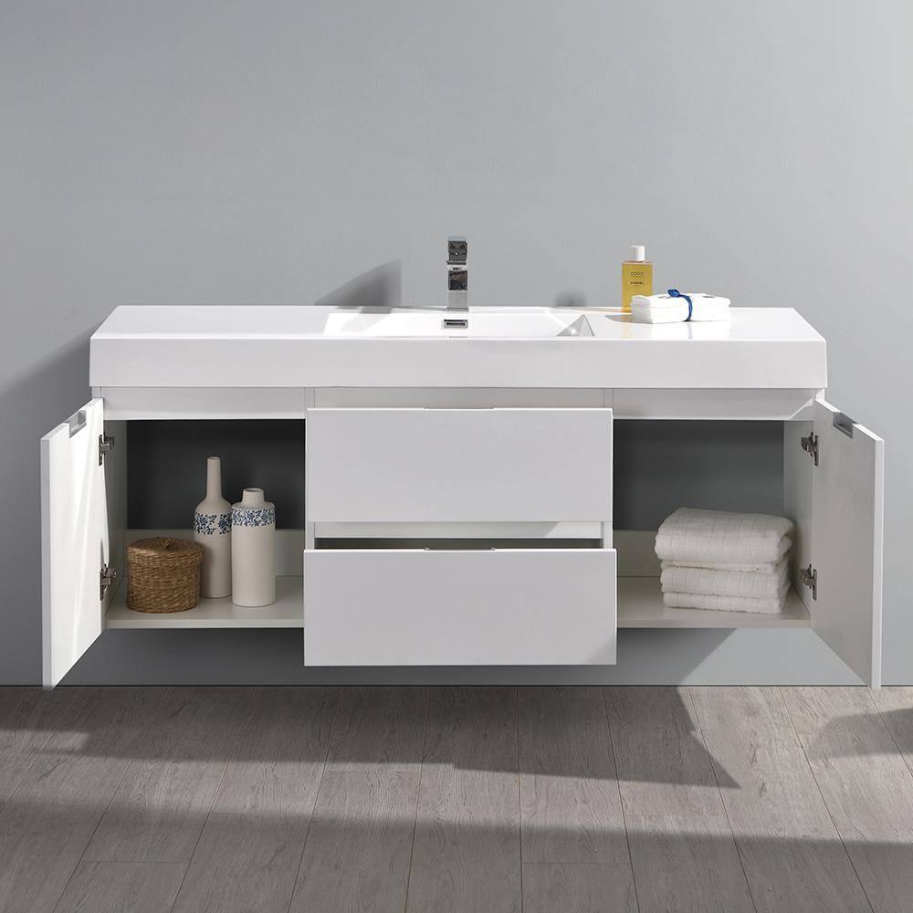 Valencia 60" Wall Mount Single Sink Bathroom Vanity with Top and Sink (Faucet Not Included)