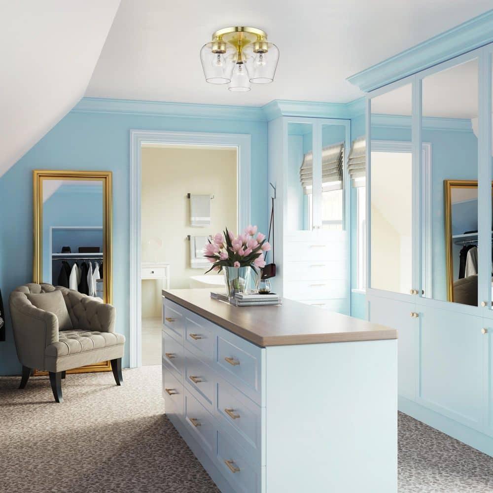 Livex Lighting Willow 3 - Light Flush Mount in Satin Brass