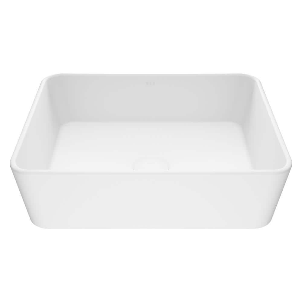 Marigold 18" L x 14" W x 5" H Matte White Handmade Rectangular Vessel Bathroom Sink