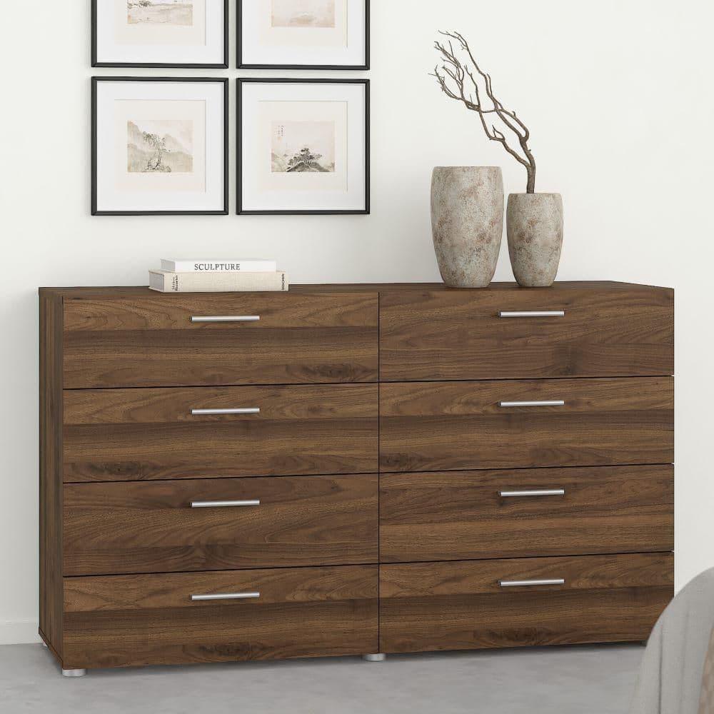 Tvilum Loft 8 Drawer Double Dresser for Adults, Walnut