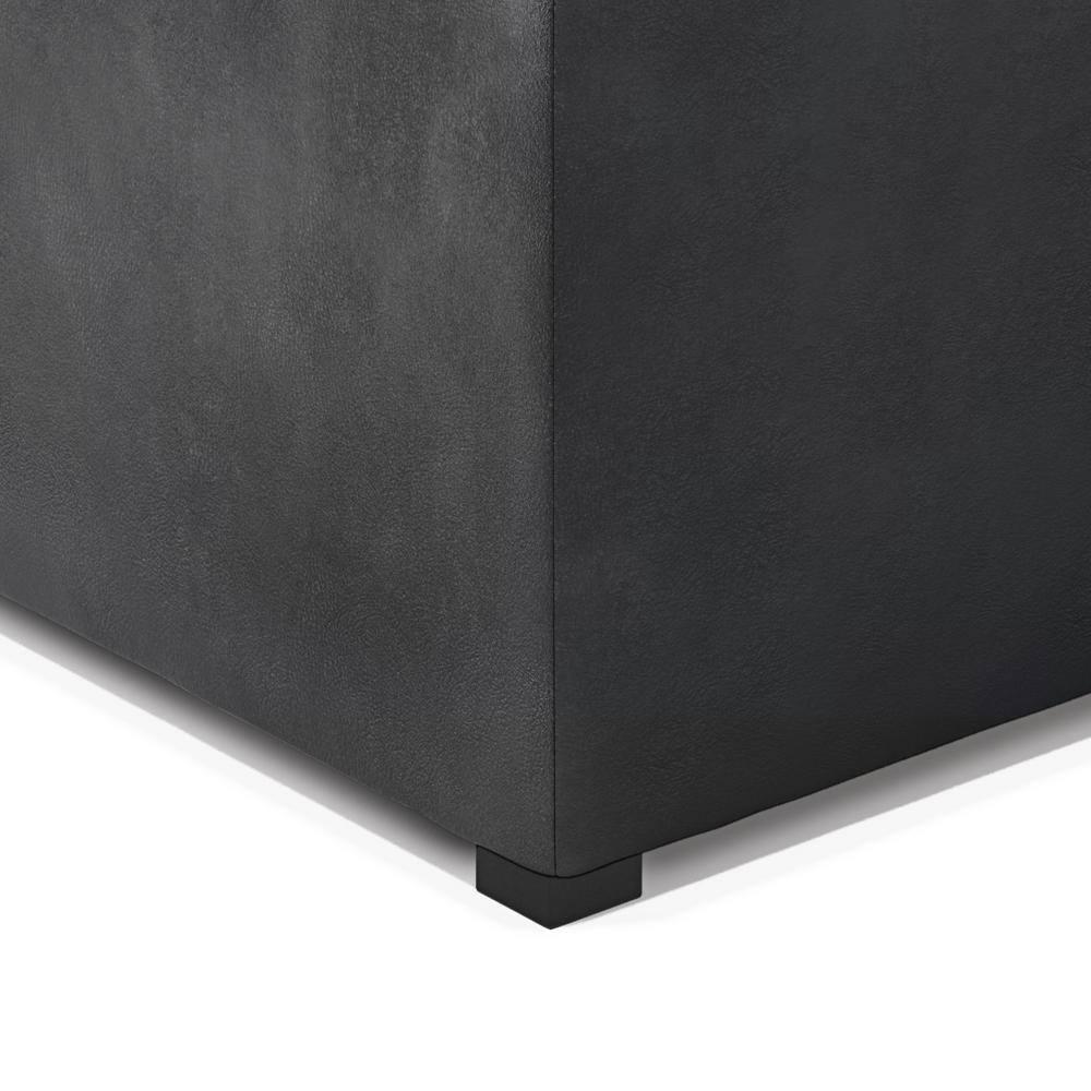 Simpli Home Avalon 35"W Upholstered Square Coffee Table Storage Ottoman with Flip-Over Trays
