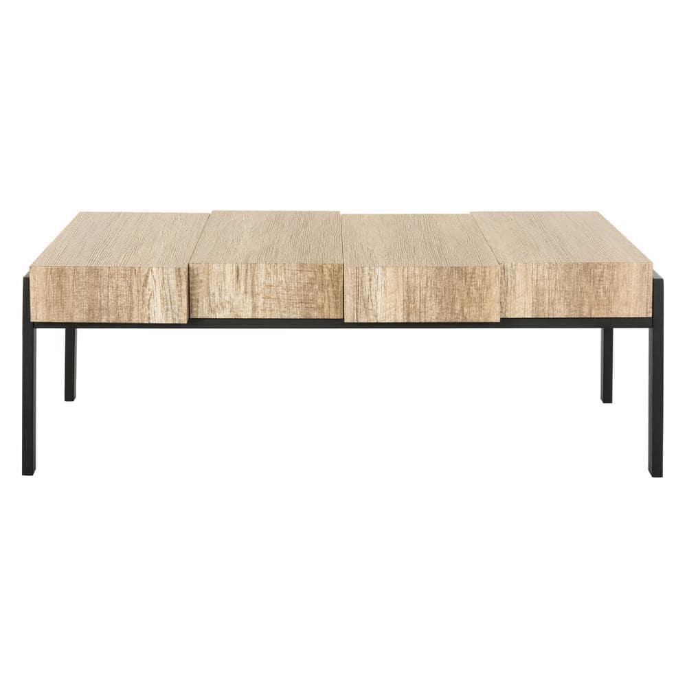 Alexander Coffee Table - Multi Brown/Black Metal Legs - Safavieh