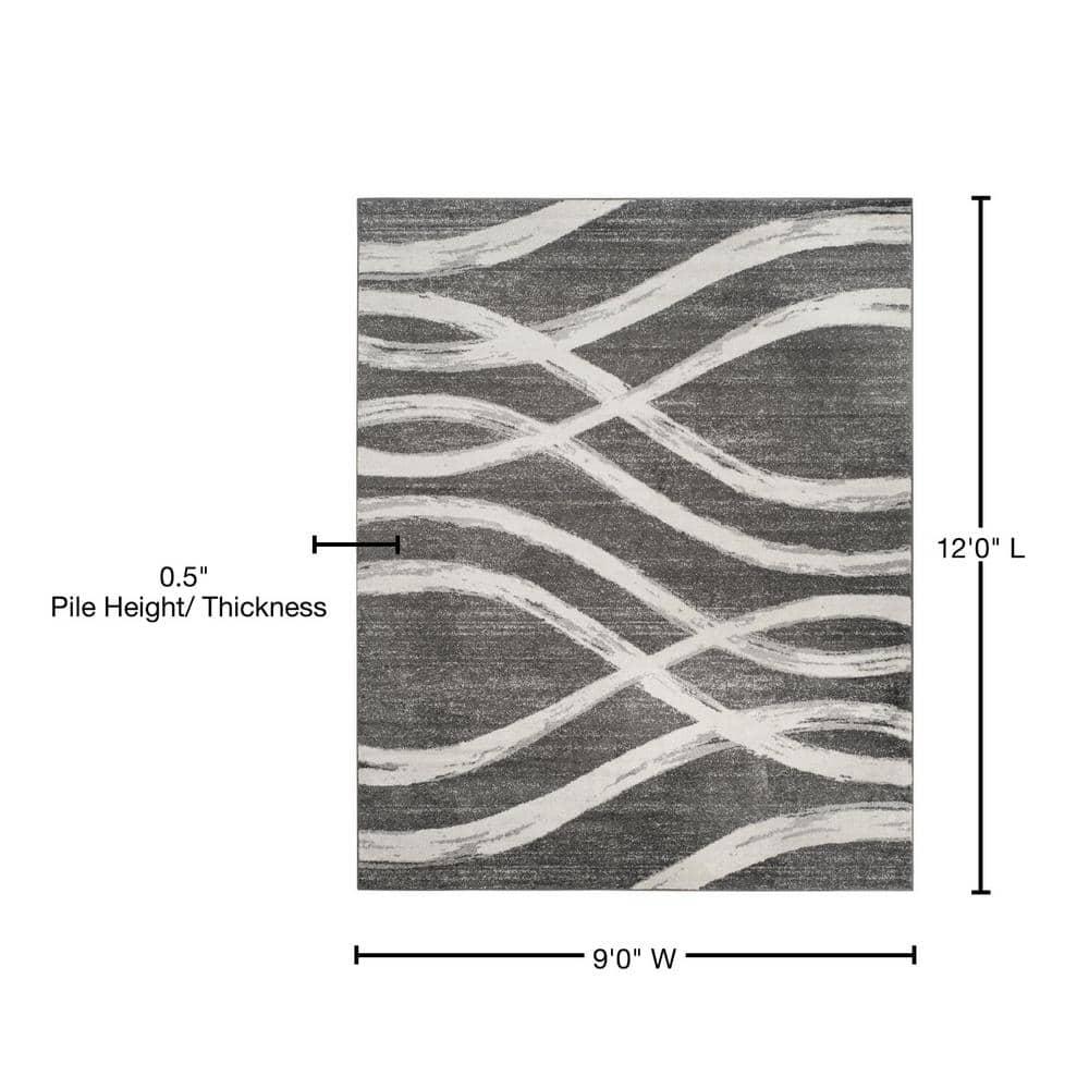 Adirondack ADR125 Machine Made Indoor Area Rug - Charcoal/Ivory - 9'x12' - Safavieh