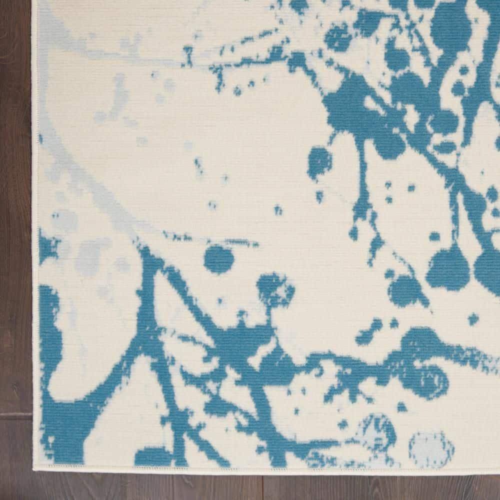 Nourison Jubilant 4' x 6' Ivory/Blue Area Rug Contemporary Artistic Abstract by Nourison