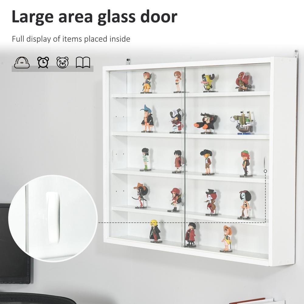 3.75 in. x 31.5 in. x 23.5 in. White Floating Decorative Wall Shelf with Brackets and 4-Adjustable Shelves