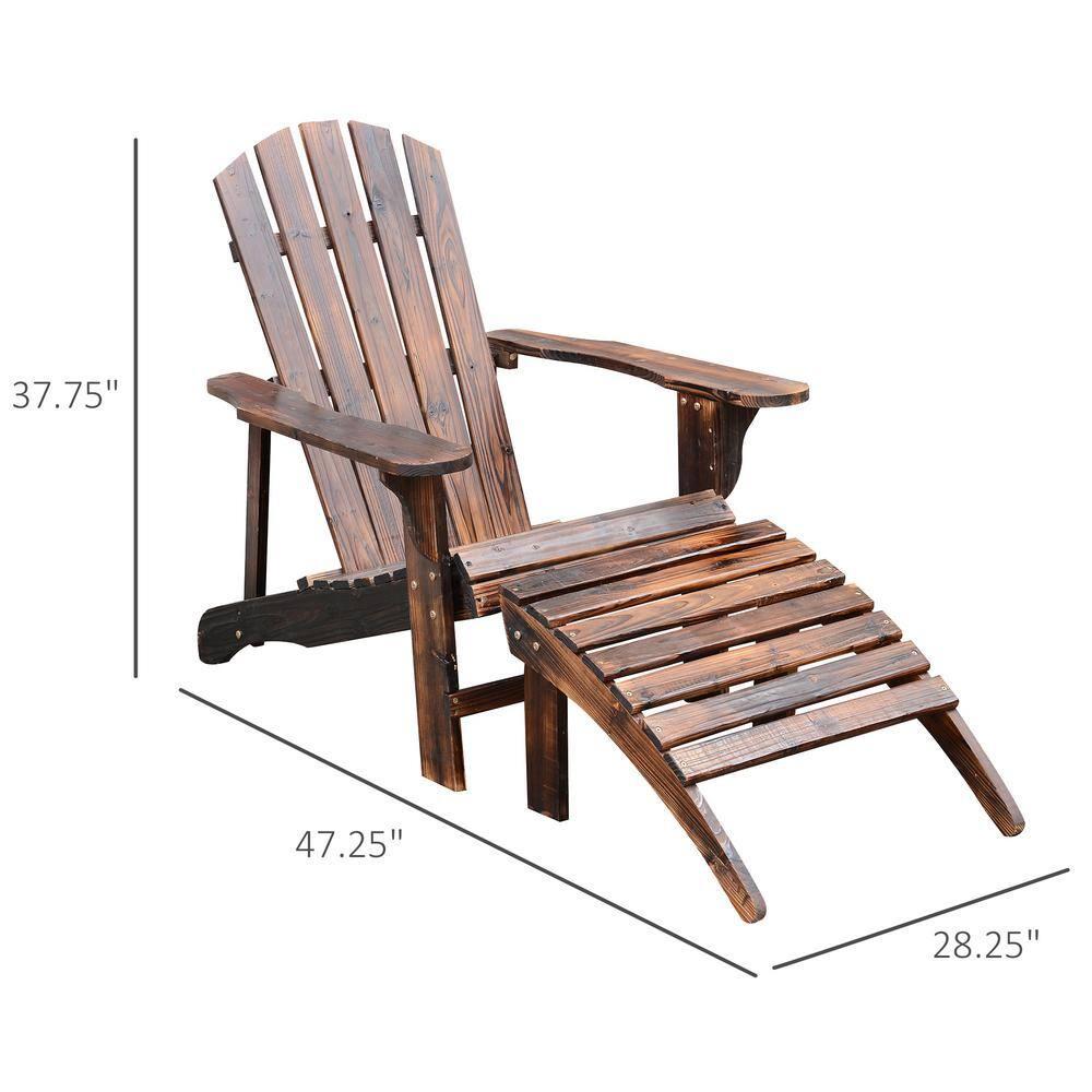 Audiohome Wooden Adirondack Chair Outdoor Patio Lounge Chair W/ Ottoman - Rustic Brown