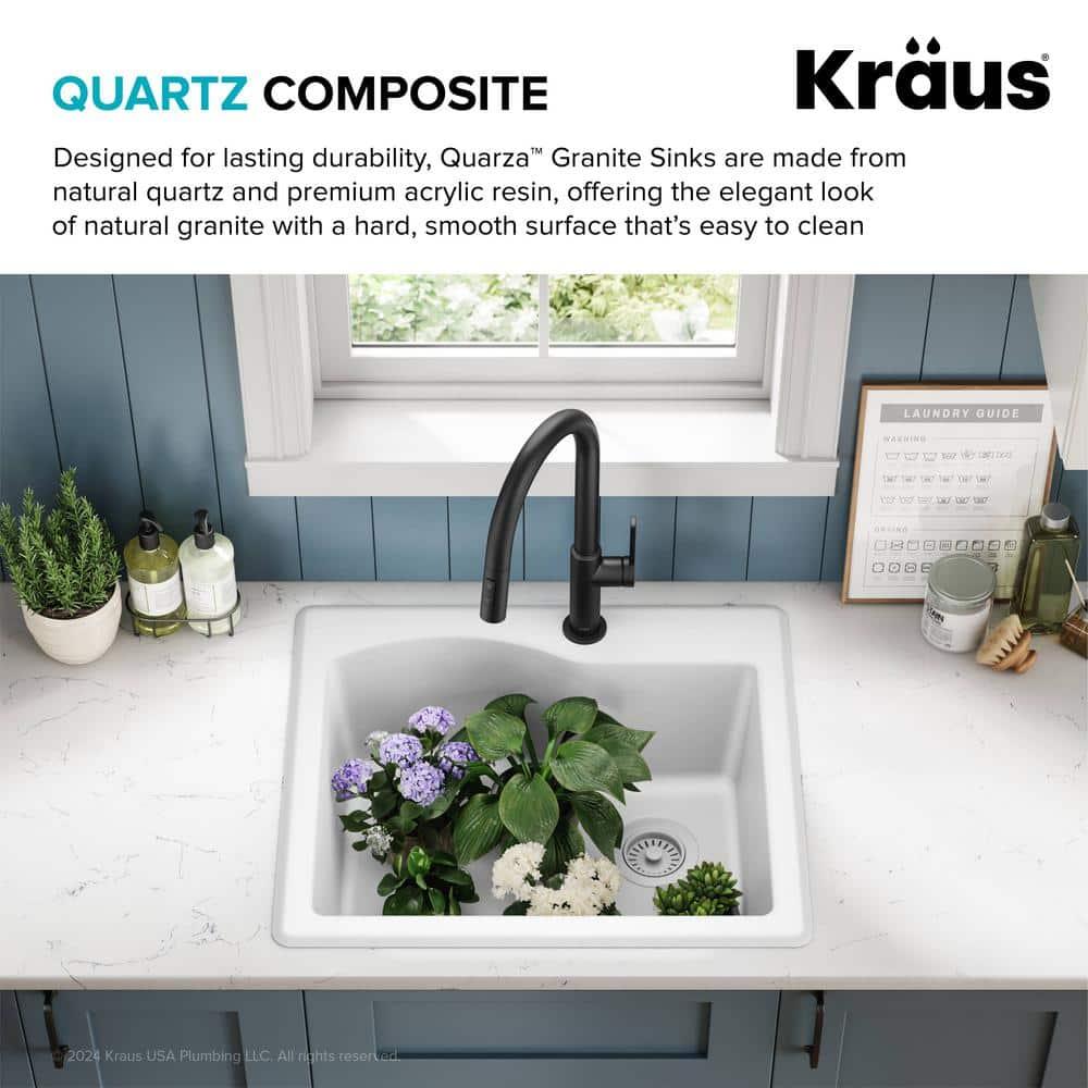 KRAUS Quarza™ 25" L Dual Mount Single Bowl Granite Kitchen Sink