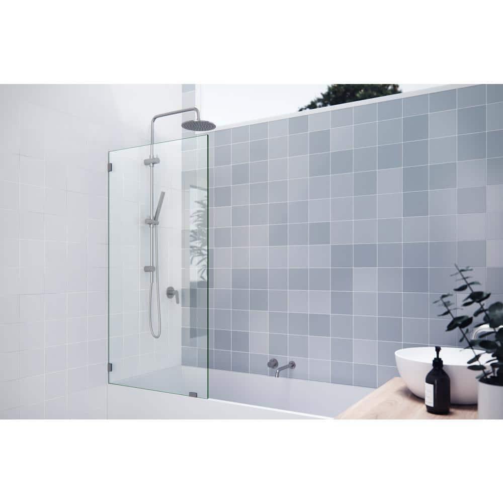 Vela 30 in. x 58.25 in. Frameless Single Fixed Bath Panel
