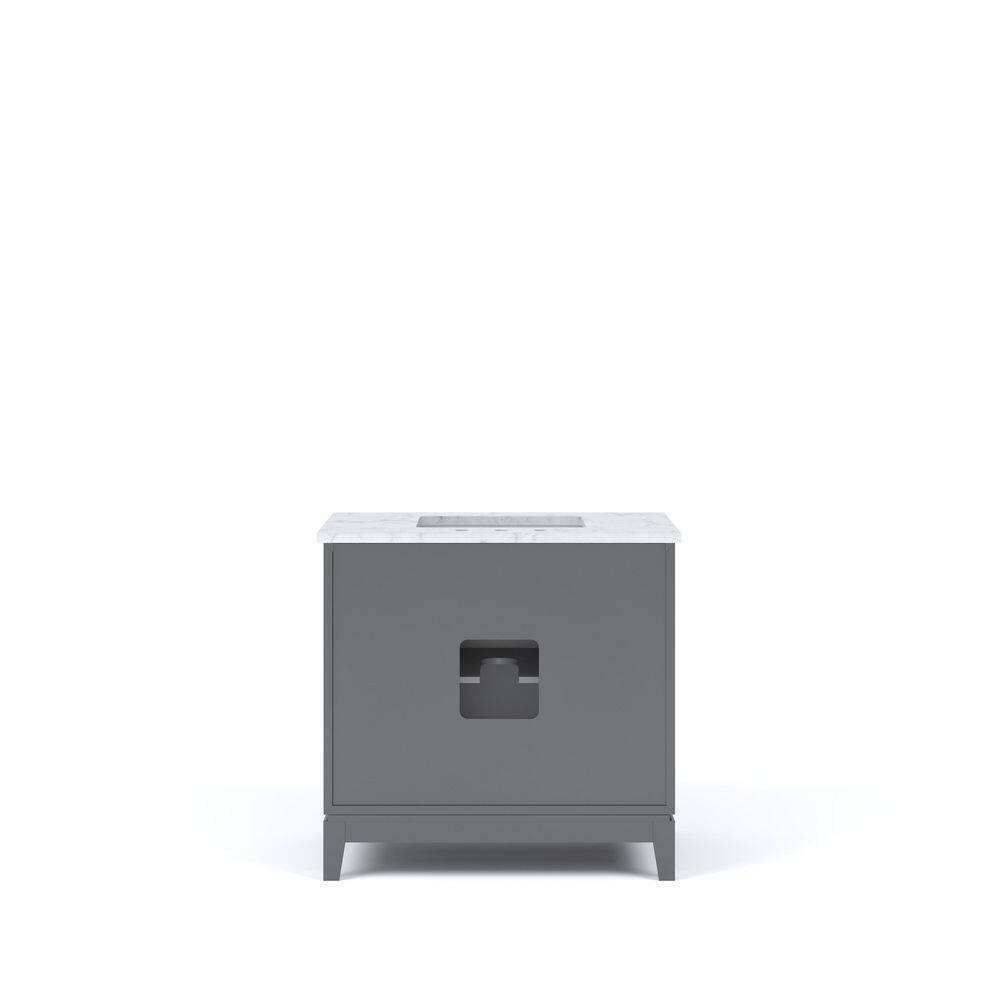 Elizabeth Collection 36 in. Bath Vanity in Cashmere Grey With Vanity Top in Carrara White Marble - With Mirror(s)