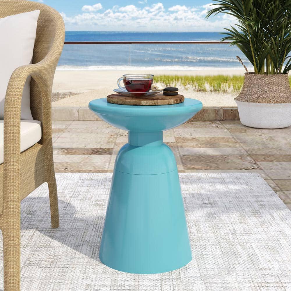 Aston Metal Outdoor Side Table, Teal