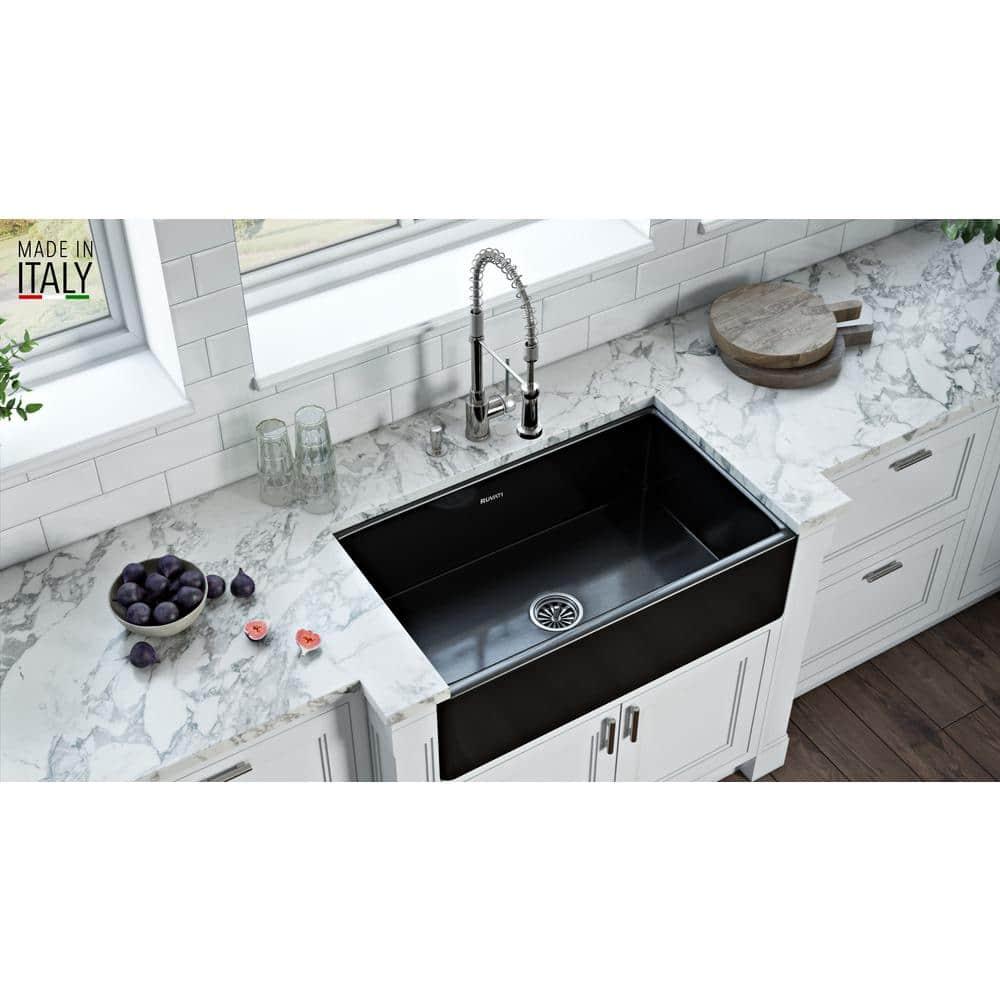 Ruvati 33 inch Fireclay Farmhouse Apron-Front Kitchen Sink Reversible