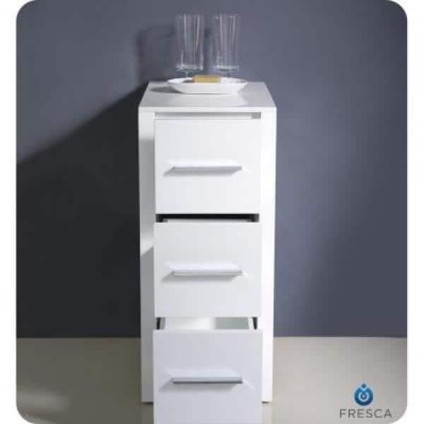 Fresca Torino Bathroom Linen Side Cabinet in White