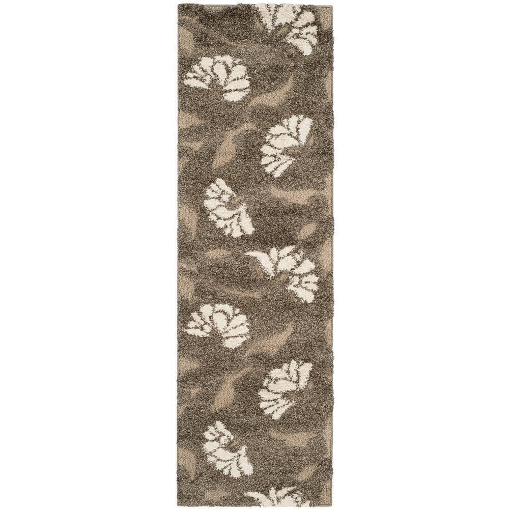 Florida Shag SG459 Power Loomed Indoor Runner Rug - Smoke/Beige - 2'3"x8' - Safavieh
