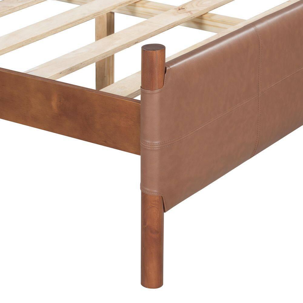 Christopher Knight Home Samson Queen Size Brown Leather Upholstered Platform Bed