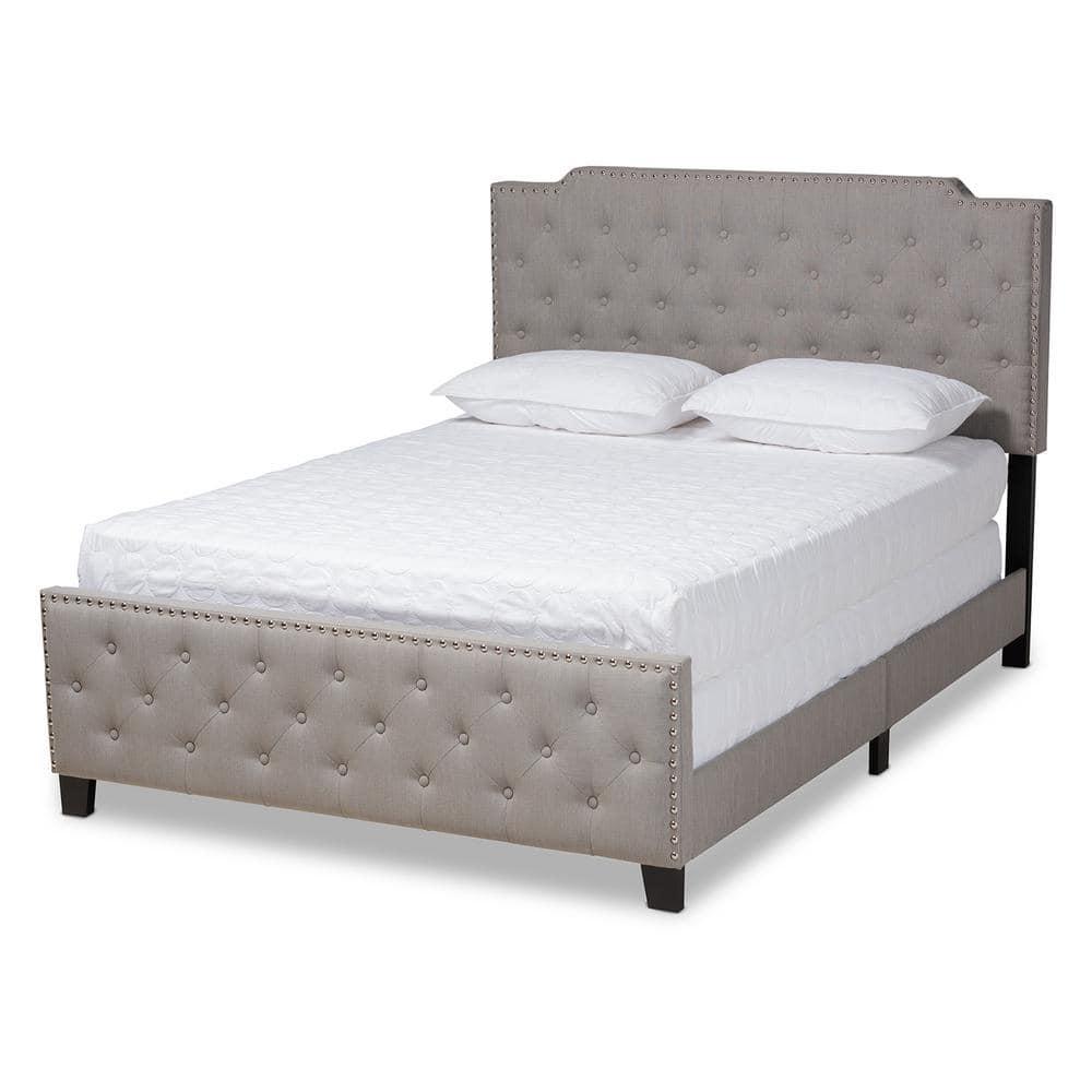 Marion Fabric Upholstered Button Tufted Panel Bed - Baxton Studio
