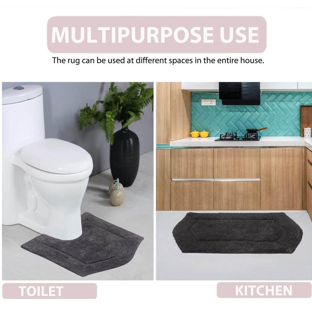 HOME WEAVERS WaterFord Collection Bathroom Rug 100% Cotton Tufted Round Shape Bathroom Rug, Soft & Absorbent Bath Rugs, Non-Slip Bath Carpet, Machine Wash Dry Bath Mats - 30" Round, Grey