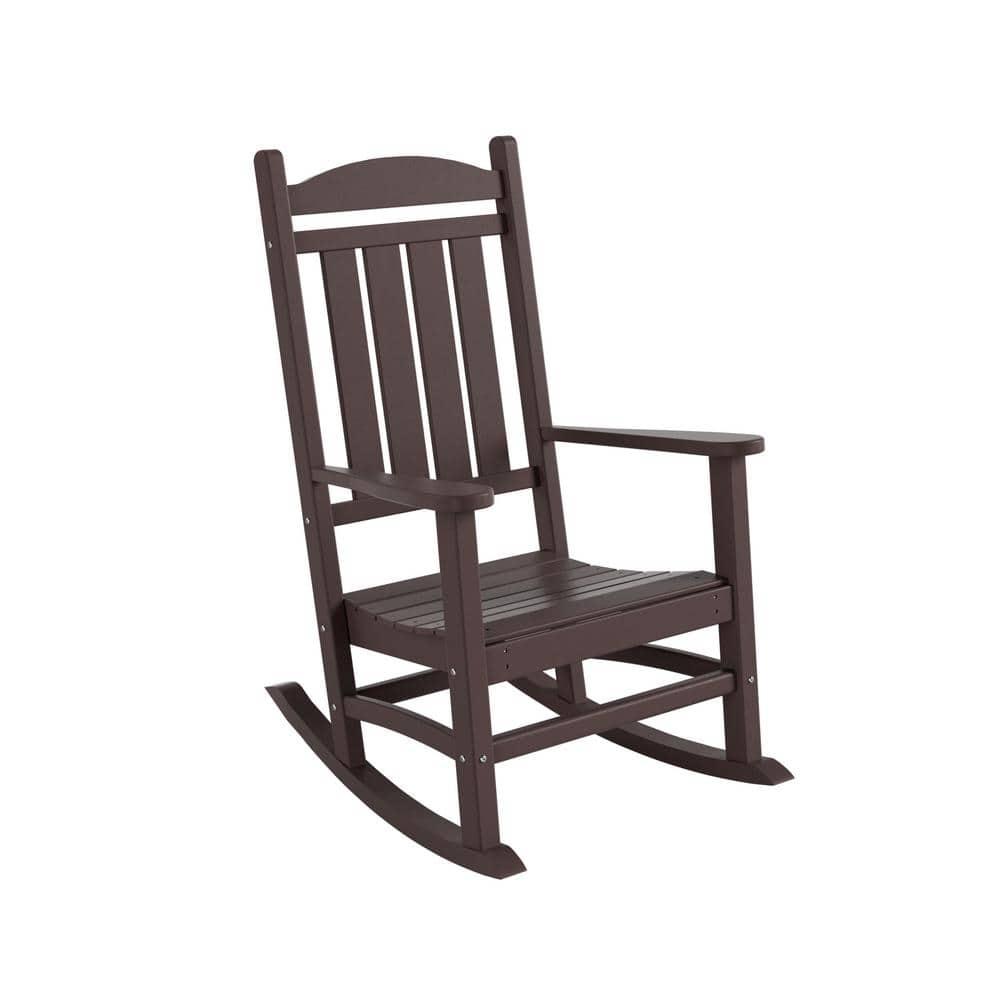 Polytrends  Laguna Hdpe All Weather Outdoor Patio Rocking Chair Dark Brown