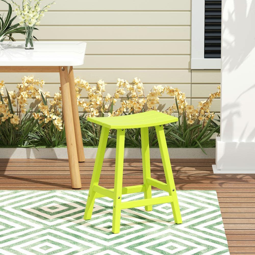 Polytrends  Laguna Hdpe All Weather Outdoor Patio 24" Saddle Seat Counter Stool Lime