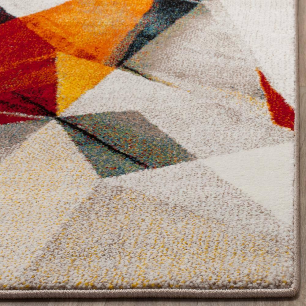 Porcello PRL6940 Power Loomed Indoor Area Rug - 5'3"x7'6" - Light Grey/Orange - Safavieh