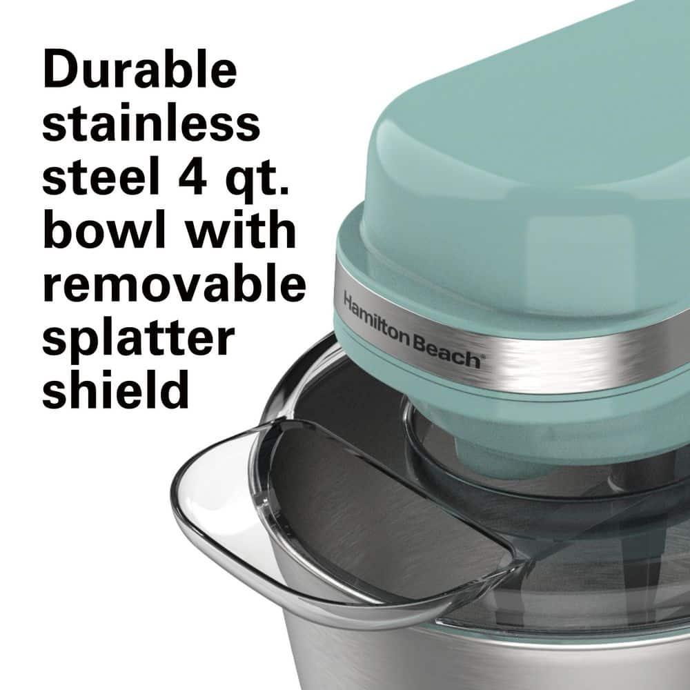 Hamilton Beach® 7-Speed 4-Quart Electric Stand Mixer with Splash Guard, Dough Hook, Flat Beater, and Whisk Attachments