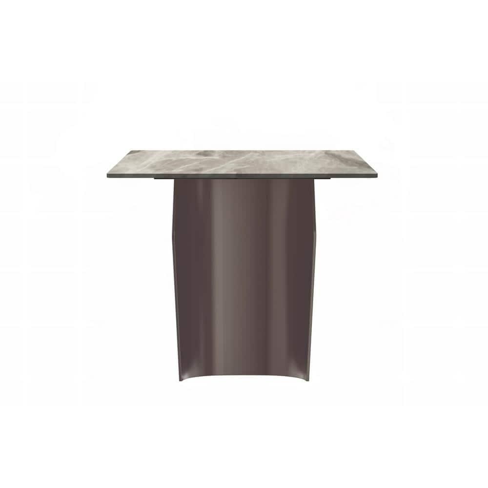 LeisureMod Zelan Modern 62” Rectangular Dining Table for 4 to 8 People with Sintered Stone Top and Stainless Steel Base in Deep Grey