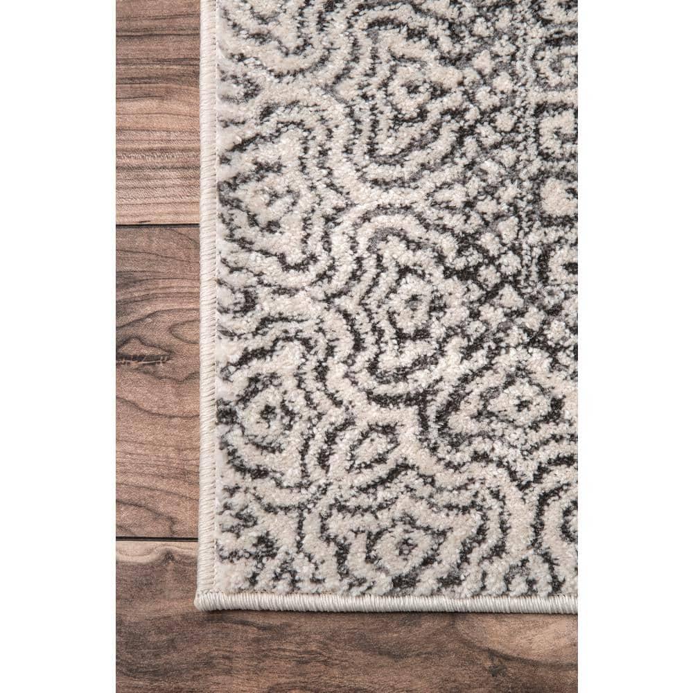 Nuloom Exie Medallion 8x10 Indoor Area Rug for Living Room Bedroom Dining Room Kitchen, Grey/Ivory
