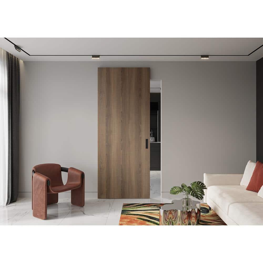 Belldinni Optima Paneled Manufactured Wood Composite Solid Core Interior Sliding Hidden Barn Door With Base Board With Installation Hardware Kit