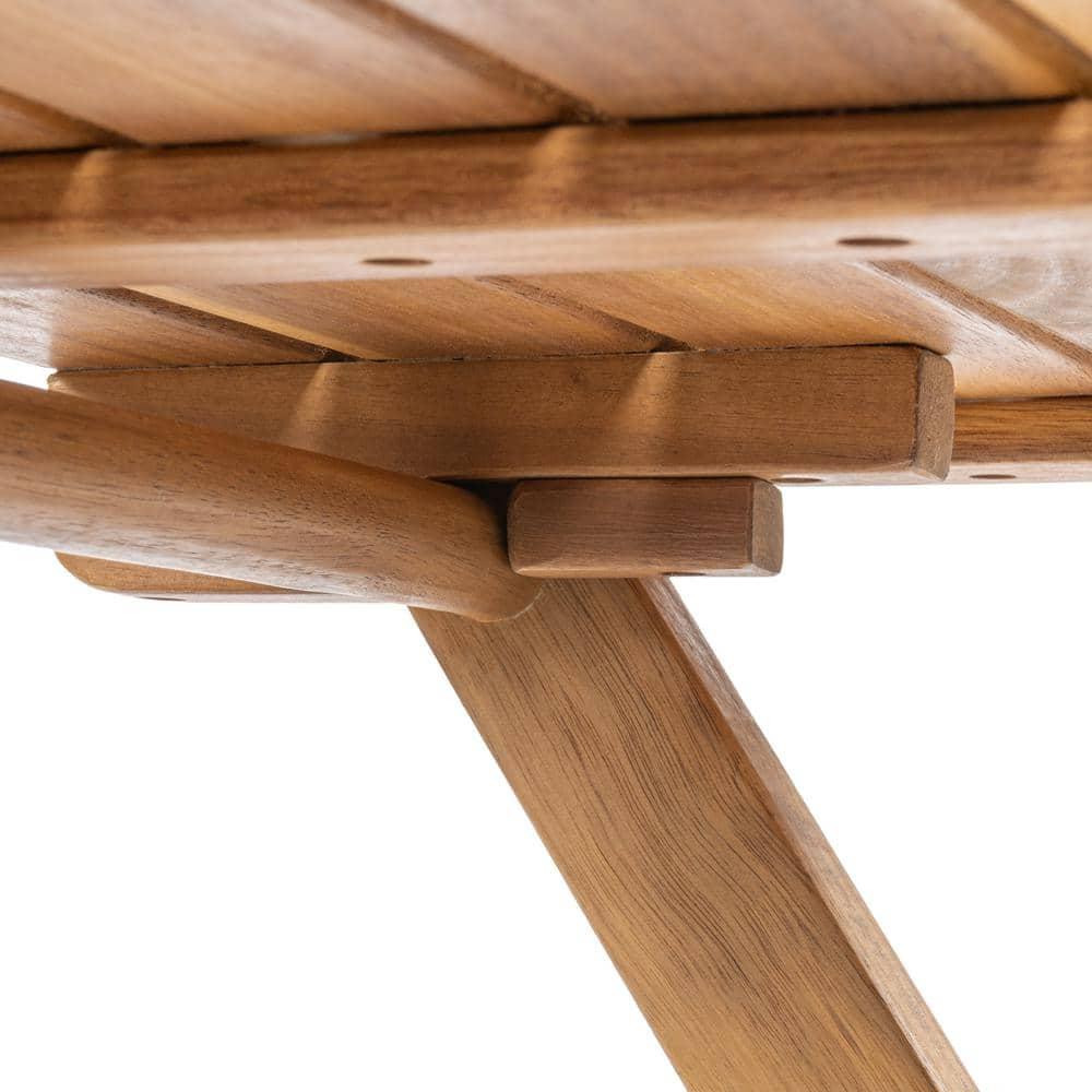 Javea Modern Coastal 3-Piece Acacia Wood Outdoor Folding Bistro Set, Beige/Teak Brown - JONATHAN Y