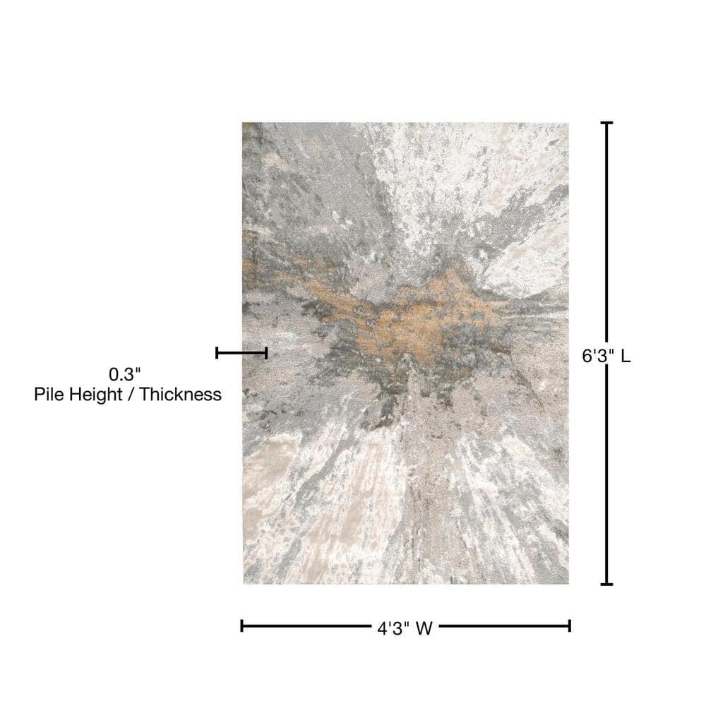 Nuloom Cyn Abstract 4x6 Indoor Area Rug for Living Room Bedroom Dining Room Kitchen, Silver/Ivory