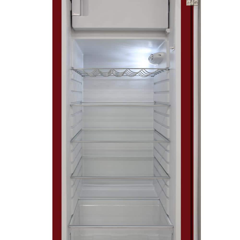 Brama 9.2 Cu.Ft. Retro Red Top-Freezer Refrigerator with Solid Steel Door