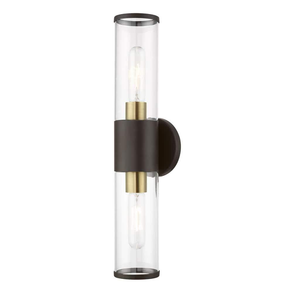 Livex Lighting Banca 2-Light Metal & Glass ADA Vanity Sconce in Bronze