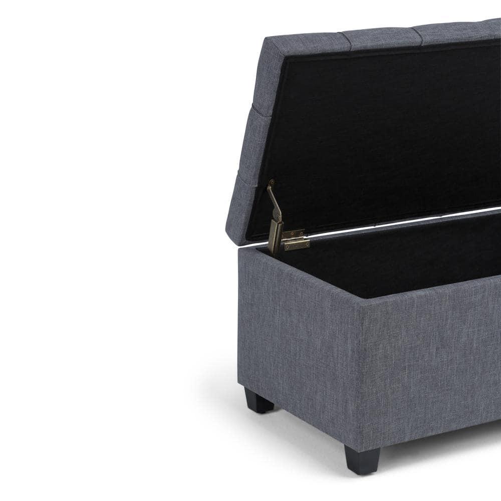 Simpli Home Sienna 33"W Upholstered Storage Ottoman Bench with Lift-Up Tufted Top
