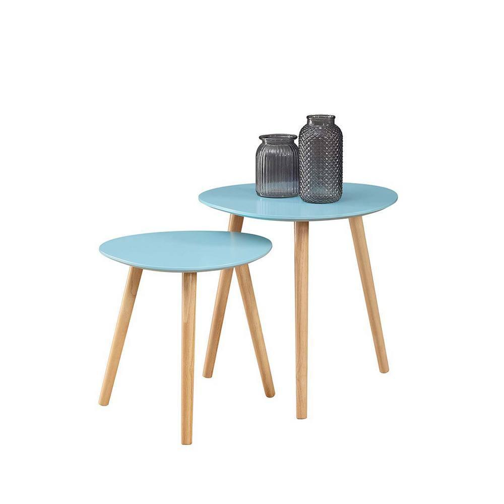 Convenience Concepts No Tools Oslo Nesting End Tables, Sea Foam/Light Oak