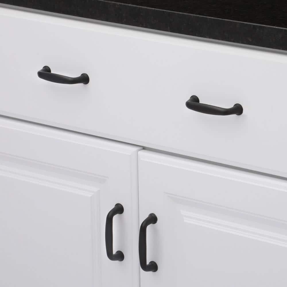 Richelieu Hardware BP876900 Nantes Collection 3-inch (76 mm) Center-to-Center Matte Black Traditional Round Cabinet and Drawer Pull Handle for Kitchen, Bathroom, and Furniture