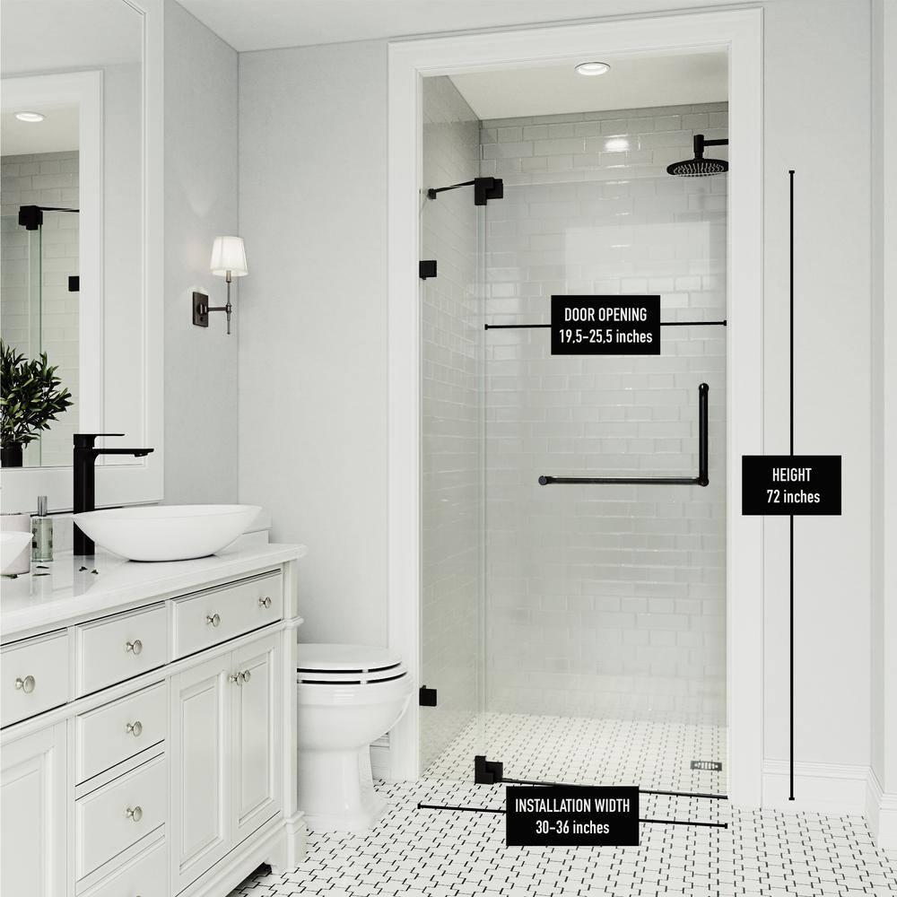 Pirouette 30-36" W x 72" H Pivot Frameless Shower Door with 3/8" Clear Glass