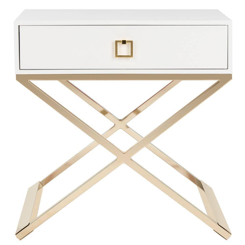 Zarina Modern Cross Leg End Table - White - Safavieh.