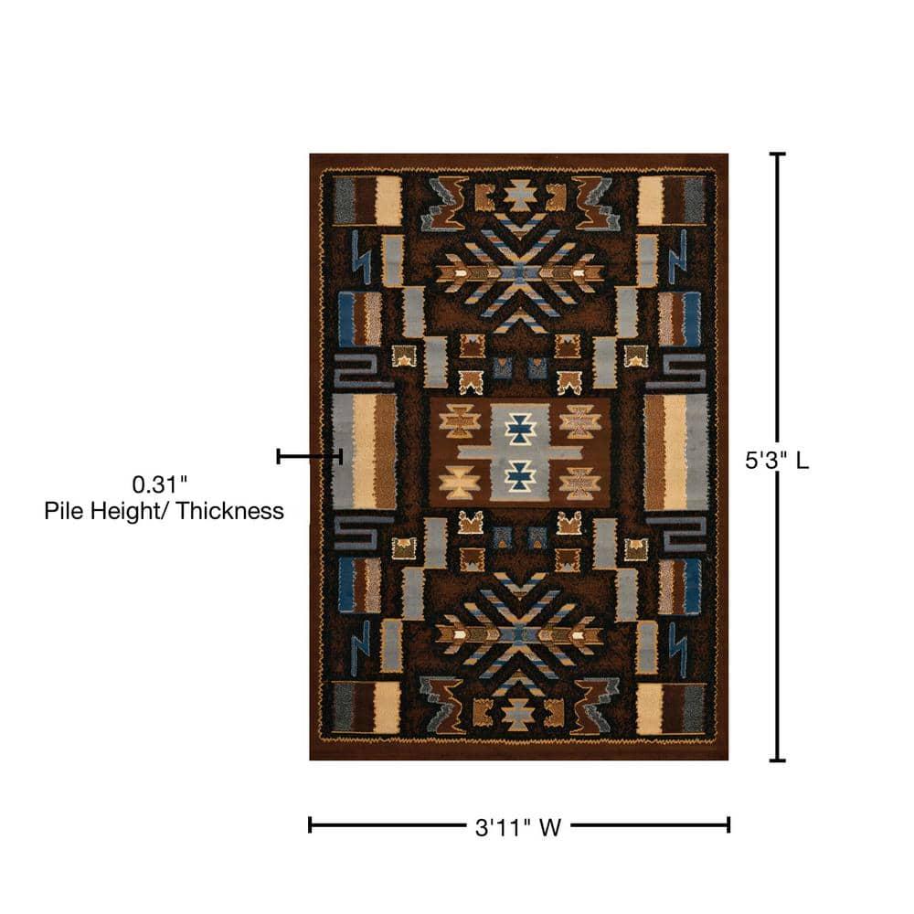 United Weavers Brunswick Naja Southwestern Geometric Area Rug, Brown, 3'11" x 5'3"