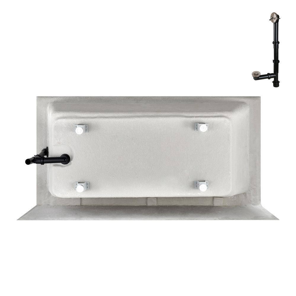 Streamline Bath Streamline 60 in. x 32 in. Acrylic Right-Hand Drain Alcove Bathtub in Glossy White With External Drain NAL-5580-BNK