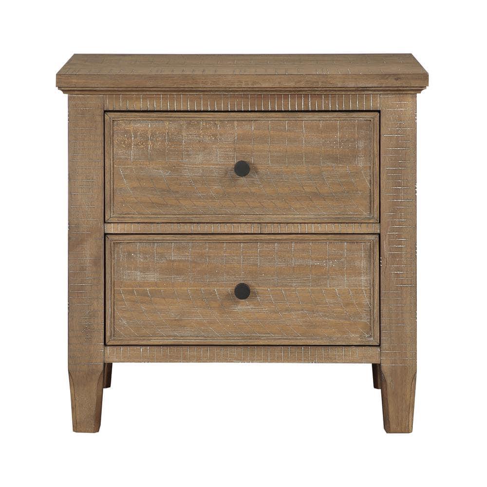 Steve Silver Riverdale Rustic Modern Nightstand with Two Drawers, Driftwood