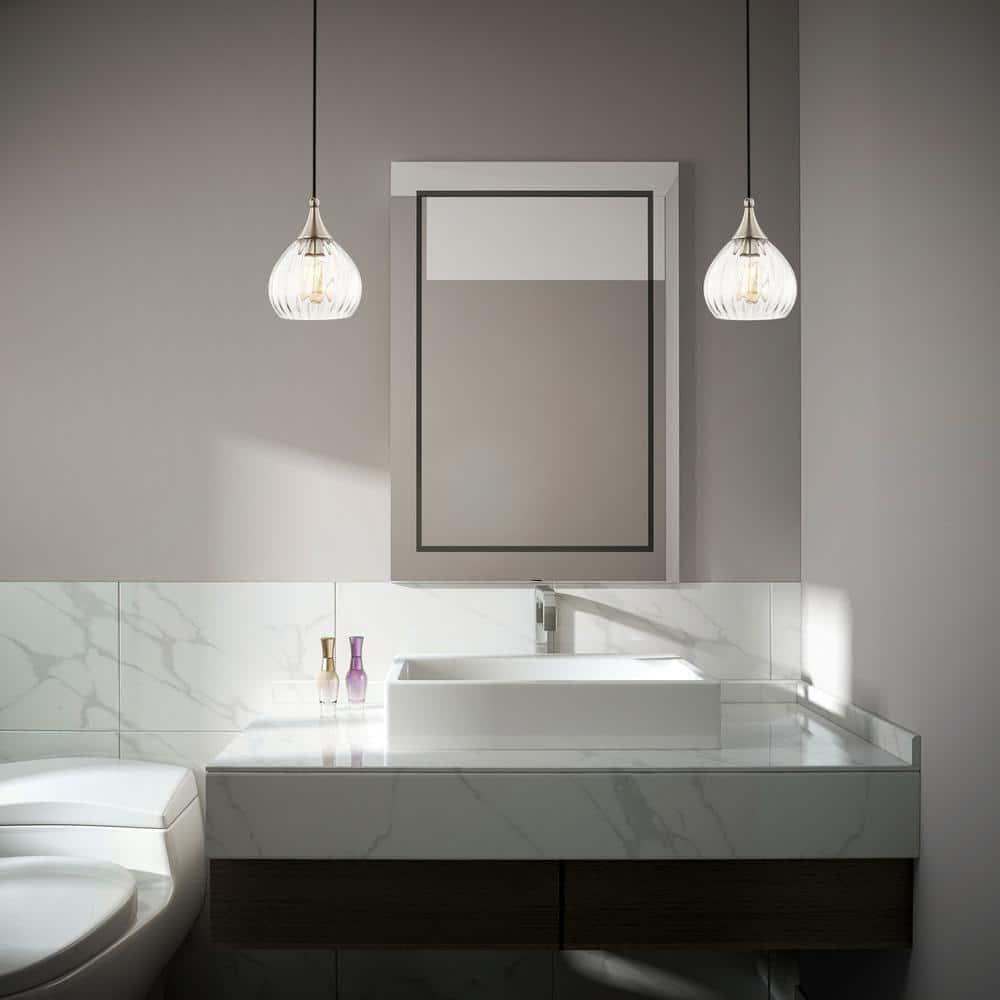 Livex Lighting 7" 1-Light Clear Glass & Metal Single Pendant in Brushed Nickel