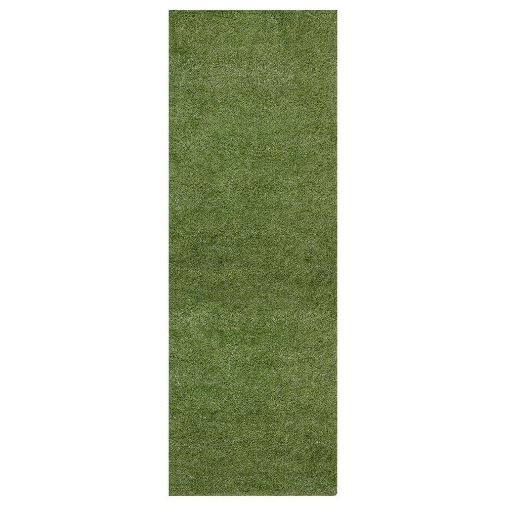 Ottomanson Grass Waterproof Indoor/Outdoor Realistic Feel Artificial Grass Turf Rugs and Rolls Customized Size For Balcony, Patios
