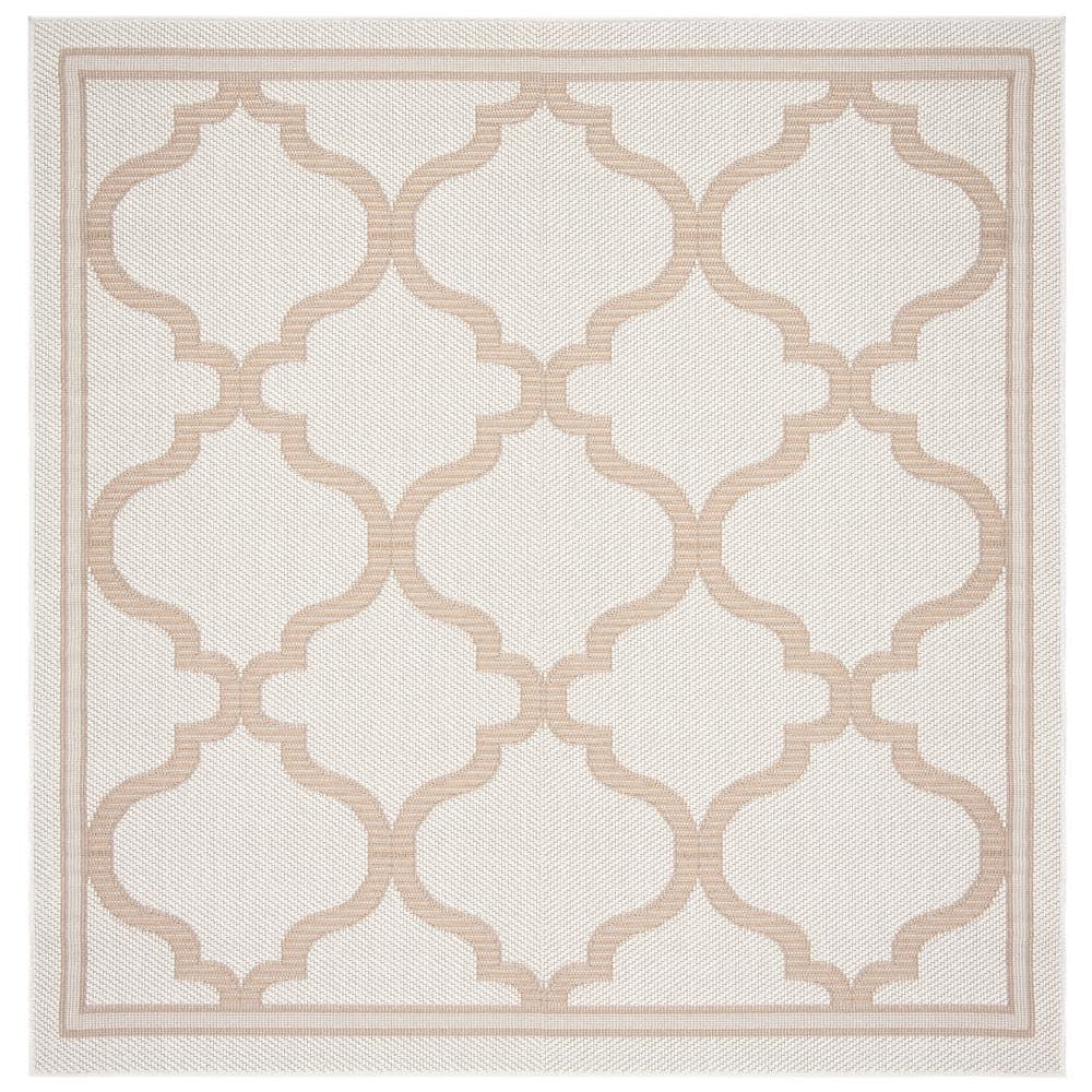 Bermuda BMU810 Power Loomed Indoor/Outdoor Machine Washable Area Rug - Ivory/Beige - 6'7"x6'7" - Safavieh