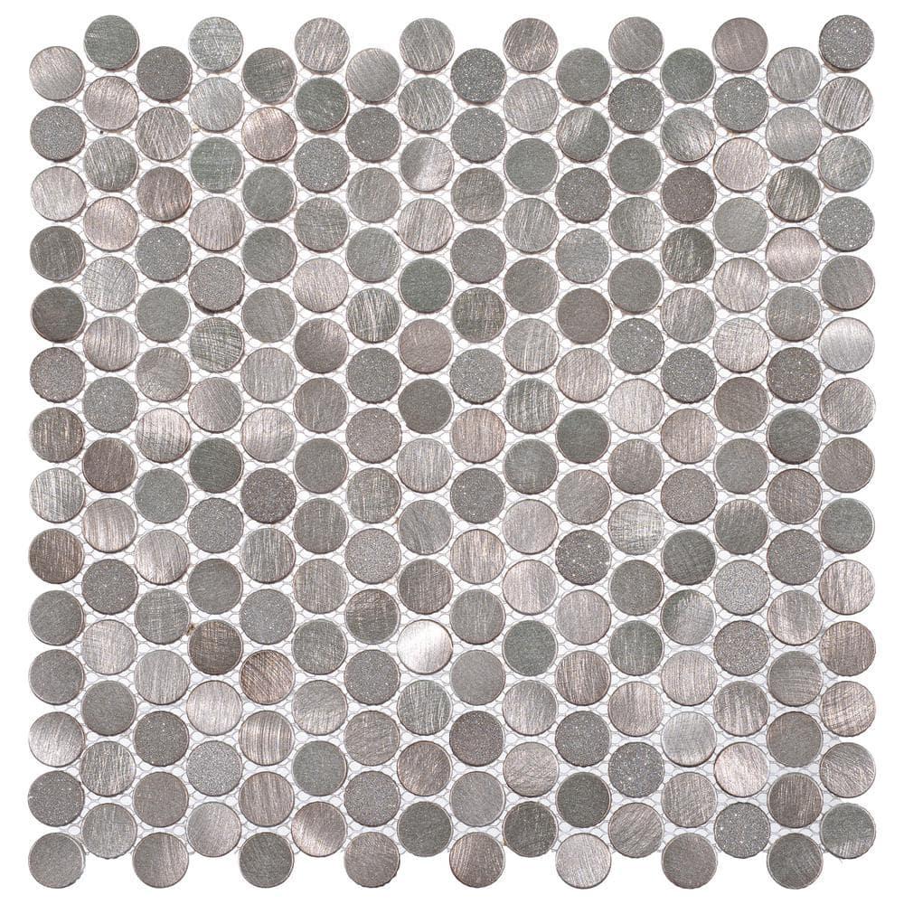 Orb 3/4" Metal Penny Round Mosaic Tile Shower Wall, Kitchen Backsplash and Wall Tile