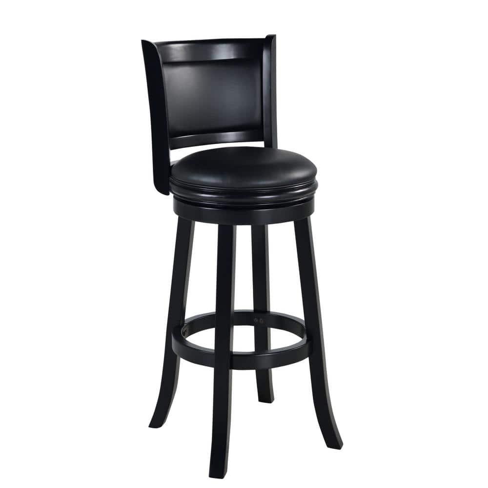 34" Extra Tall Augusta Swivel Barstool Black - Boraam: Durable Hardwood, Faux Leather, 360 Swivel, Footrest