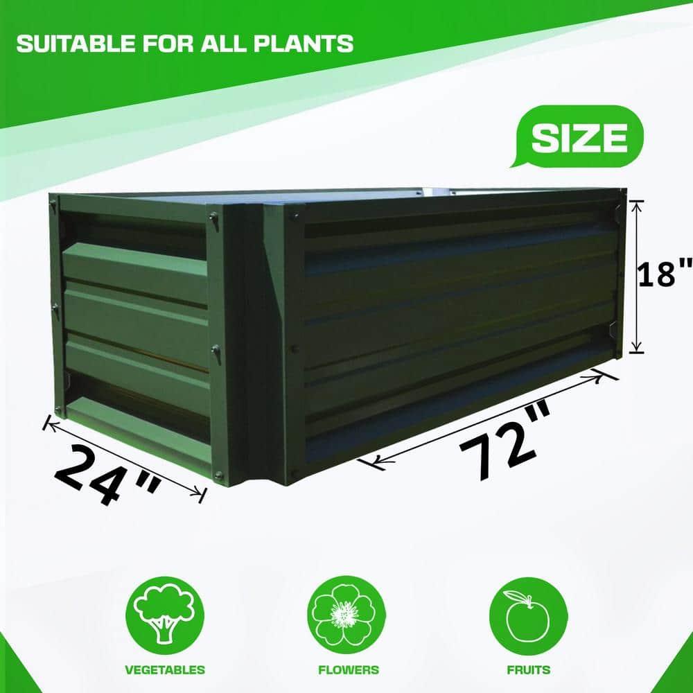2 x 6 Rectangular Metal Planter Box Durable Raised Garden Bed in Galvalume Steel 24 x 72" With 18" Inch High Walls (Light Stone)