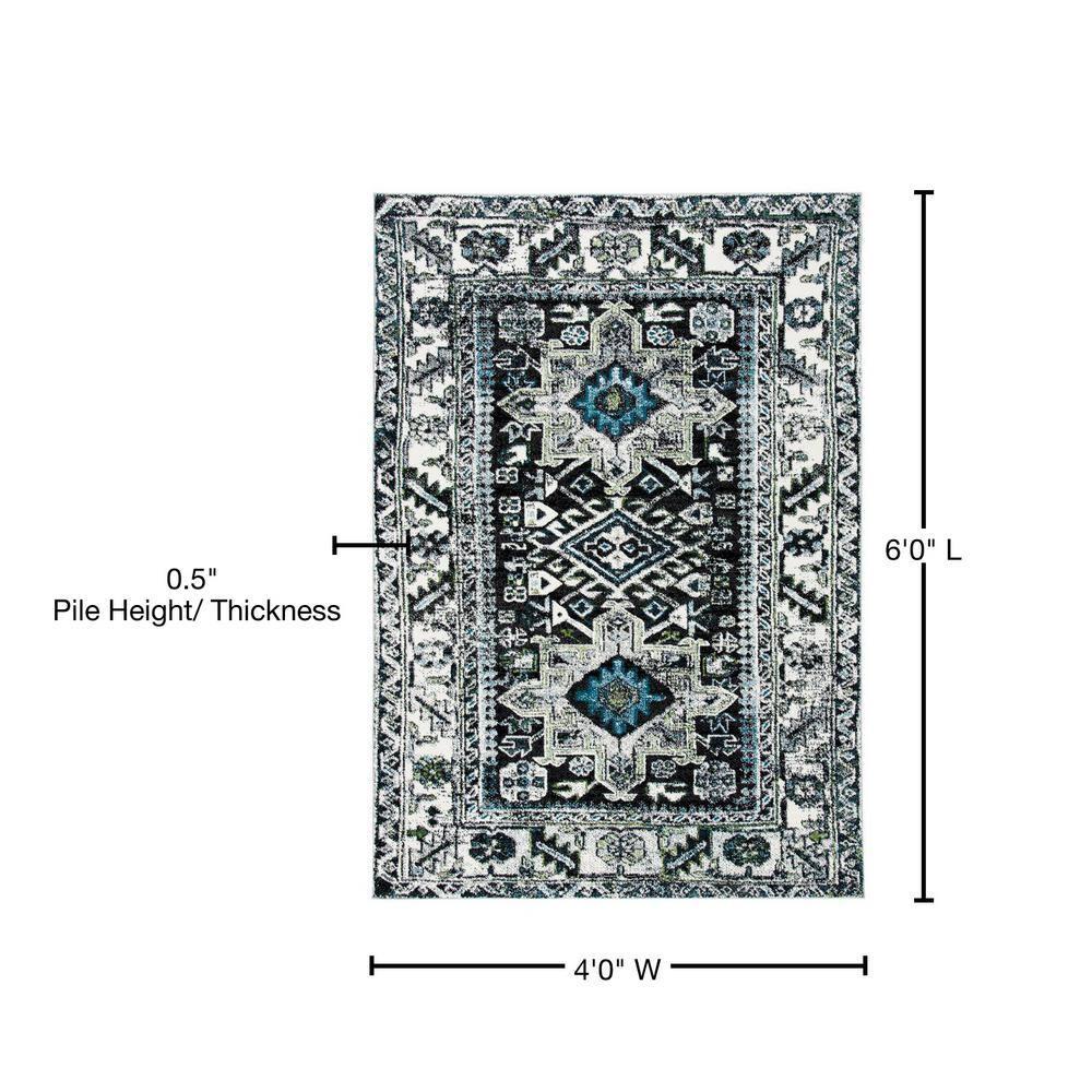 Vintage Hamadan VTH211 Power Loomed Indoor Area Rug - Dark Grey/Ivory - 4'x6' - Safavieh
