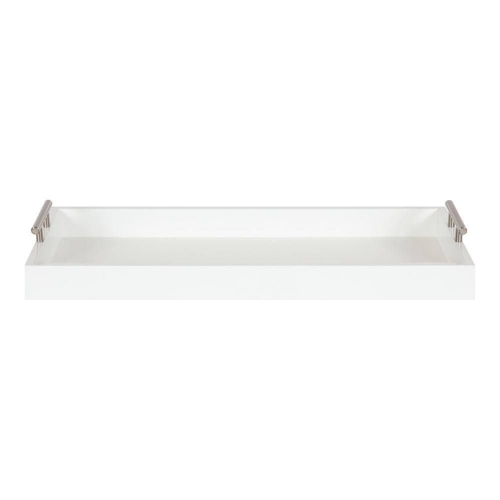 Kate and Laurel Lipton Tray, 10x24, White and Silver