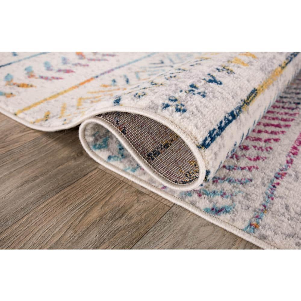 World Rug Gallery Geometric Distressed Bohemian Multicolored 2' x 7' Runner Rug
